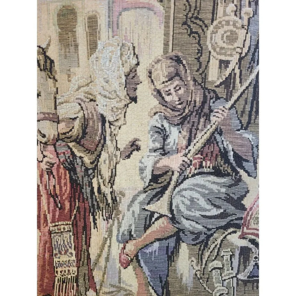 Vintage Arabian Market Scene Wall Hanging Tapestry 38.5"x26.5", Made In Belgium - Picture 3 of 3